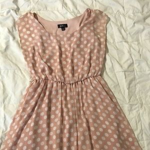 Women’s pale pink and white polkadot dress. Casual